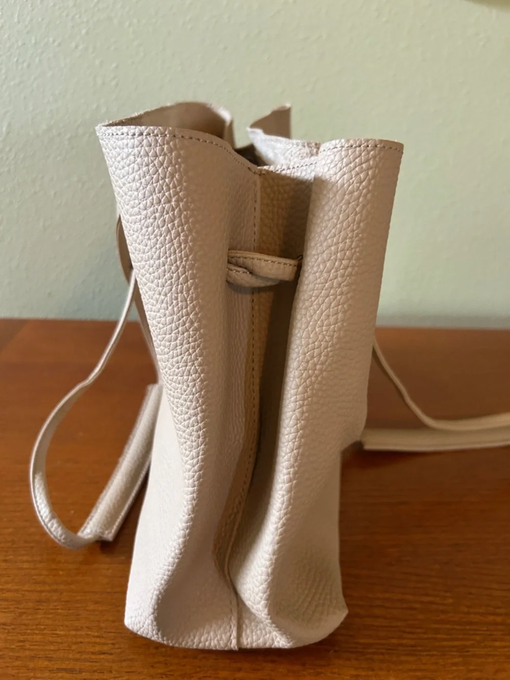 8 Other Reasons Tan Pebbled Vegan Leather Slouchy Bucket Bag